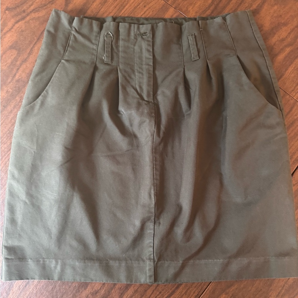 Banana Republic Olive Green Cotton Pleated Lined Mini Skirt - Size 6